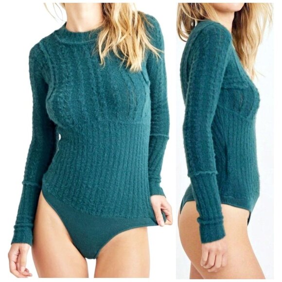 Free People Intimately Boho Keep Me Warm Knit Stretch Bodysuit Women's Small - Picture 1 of 14